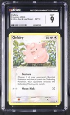 CGC 9 Clefairy 59/112 EX carta Pokemon classificata rosso fuoco e verde foglia