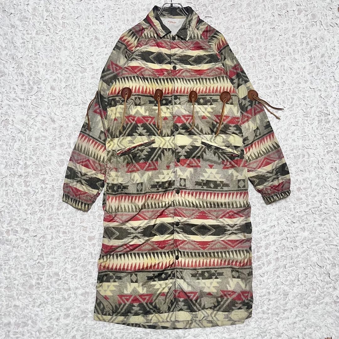 KAPITAL Native Pattern Nylon Sten Collar Coat Tas… - image 2