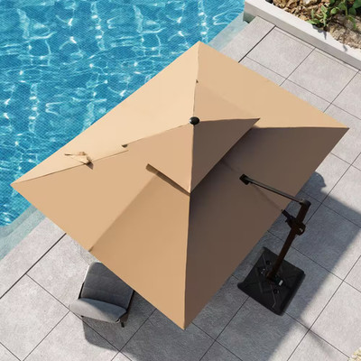Double Top 9 Ft. X 12 Ft. Aluminum Outdoor 360° Rotation Cantilever Patio Umbrel