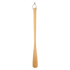 Wooden Shoe Horn 21.3" Straight Handle Shoe Helper Wood Shoehorns, Brown