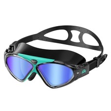 Swim Mask - Wide View Swimming Mask  Goggles Anti-fog One Size Bg-blue Mirror
