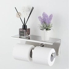 Brushed Nickel Toilet Paper Holder with Shelf   Heavy Duty 304 Stainless Stee...