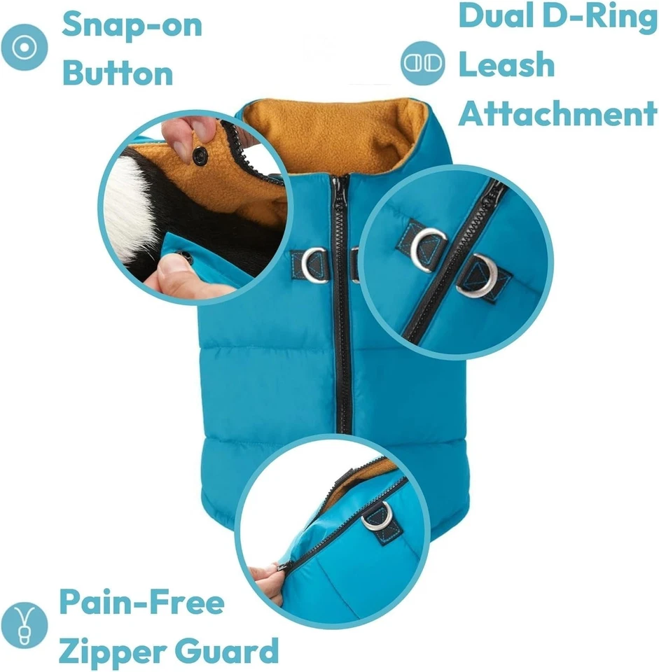 Gooby Chaleco Acolchado Perro Chaqueta - Rojo Sólido, Pequeño - Cálido Cremallera Chaleco Chaqueta Polar Foto 2 de 4