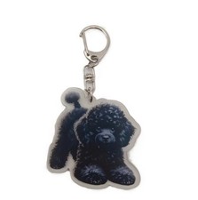 Keyring Fashion Charm BLACK POODLE DOG 5cm x 4.8cm