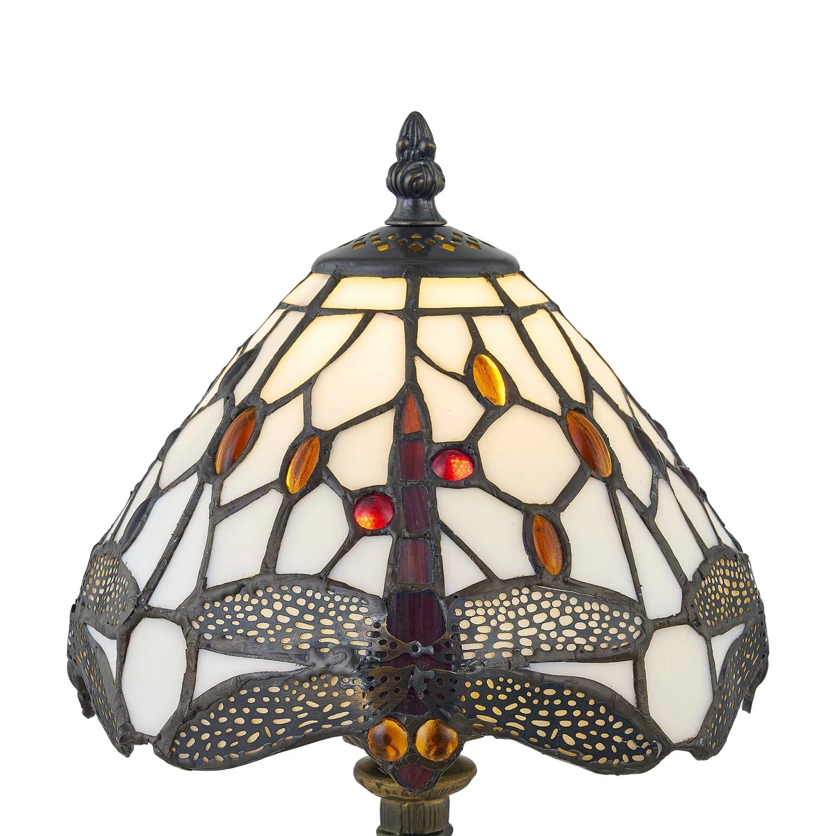 Juego de 2 luces de noche lámpara de mesa Tiffany de vidrio color libélula 36 cm