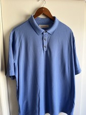 Tommy Bahama Blue Striped Men's Big Tall Polo Shirt Short Sleeve XLTG