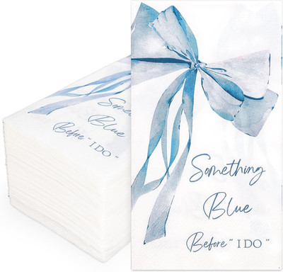 50 Pcs Blue Bow Guest Napkins Something Blue before I Do Disposable Napkins Brid