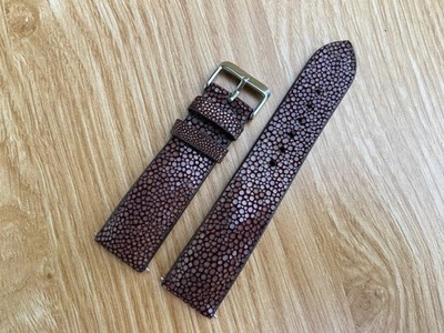 Brown Stingray Leather Watch Strap Band 14 16 17 18 19 20 21mm 22mm 23 24mm 26mm