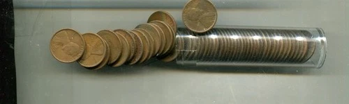 1918 D LINCOLN HEAD PENNY 50 COIN ROLL VG - VF 7691T