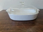 Corning Ware White Casserole Dish with Pyrex Lid A-12-C Vintage Set