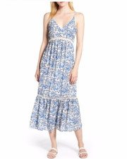 CeCe V-neck Floral Sleeveless Midi Dress Size 2 New