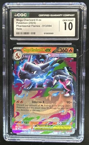 2025 Pokemon Phantasmal Flames Mega Charizard X ex Double Rare #013/094 CGC 10