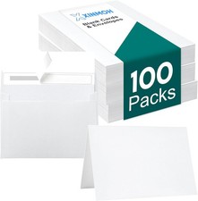 100 Pack 4x6 Blank Cards and Envelopes White Set