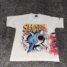 Camiseta De Colección 1993 Shark Attack Niños Talla 6-8 Blanca Mordedura de Tiburón Florida Rara