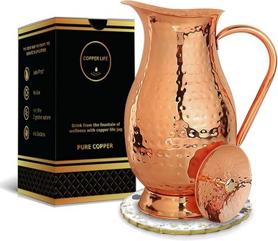Vintage Handmade 70oz Pure Copper Water Pitcher - Perfect for Health & Gifting