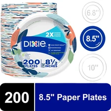 Dixie Everyday Disposable Paper Plates, 8.5", Multi-Color, 200 Count