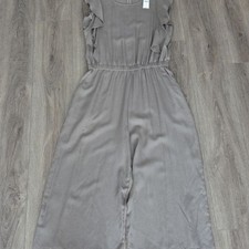GAP Ruffled Sleeveless Wide Leg Gray Jumpsuit Size M