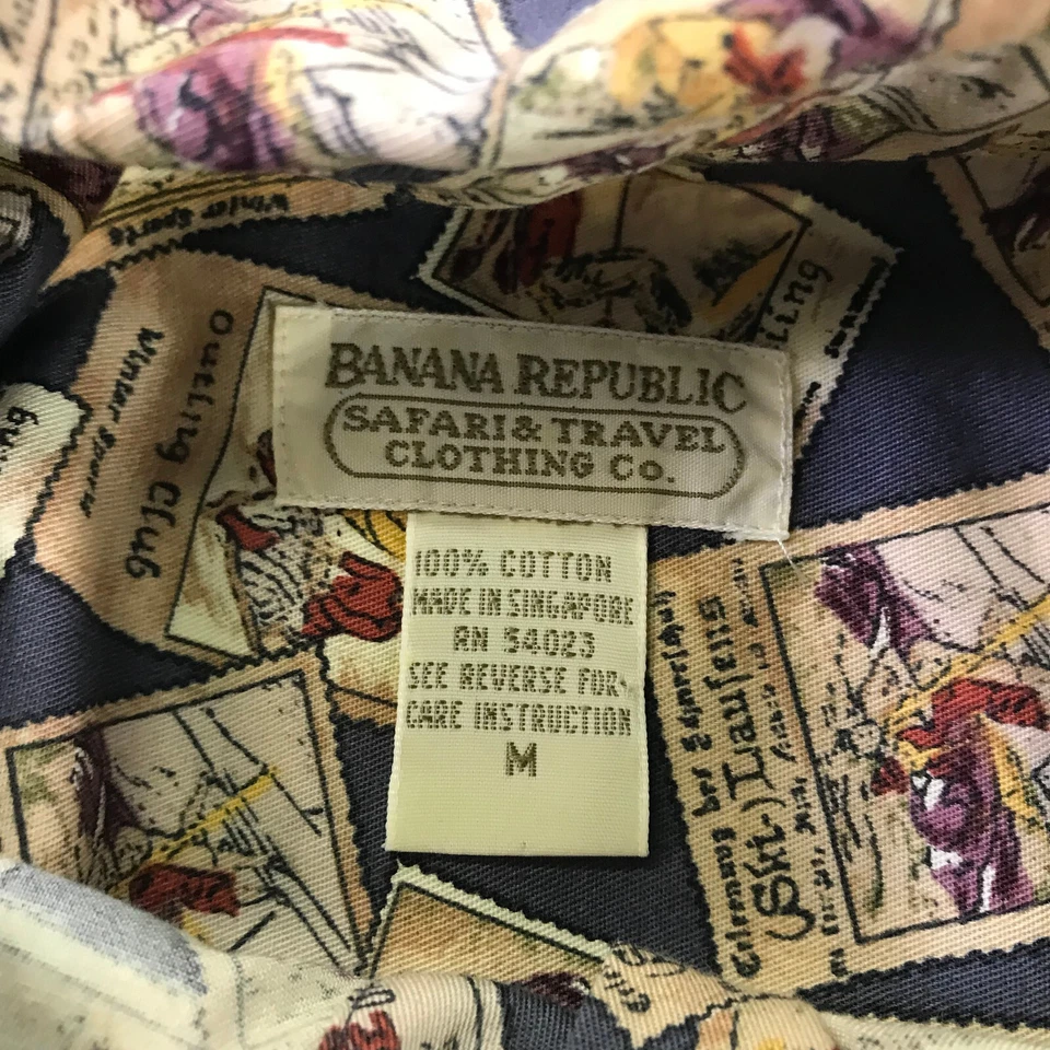 Camisa de safari vintage Banana Republic para mujer mediana con botones estampado abstracto Foto 4 de 4