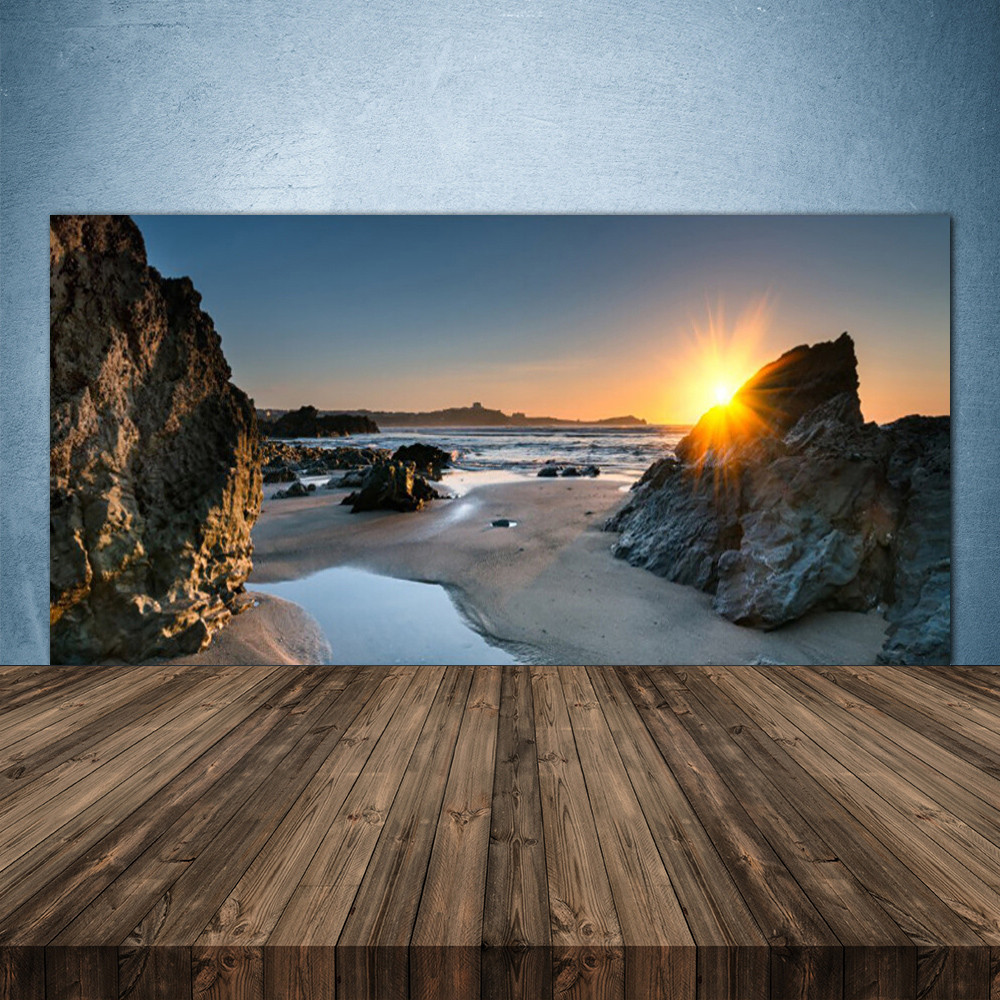 Crédence de cuisine en verre 140x70cm motif paysage de plage