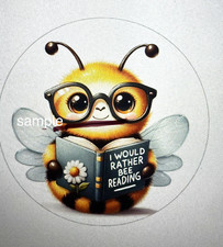 BEE READING GLASSES TEACHER STICKERS TAGS ENVELOPE SEALS LABELS FAVORS CUTE 30