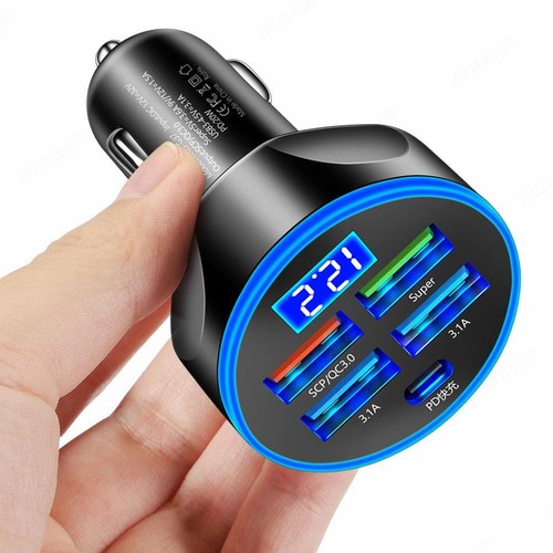 5 in 1 USB PD 30W Type-C Car Charger Fast Charge Adapter UK - Zdjęcie 11 z 14