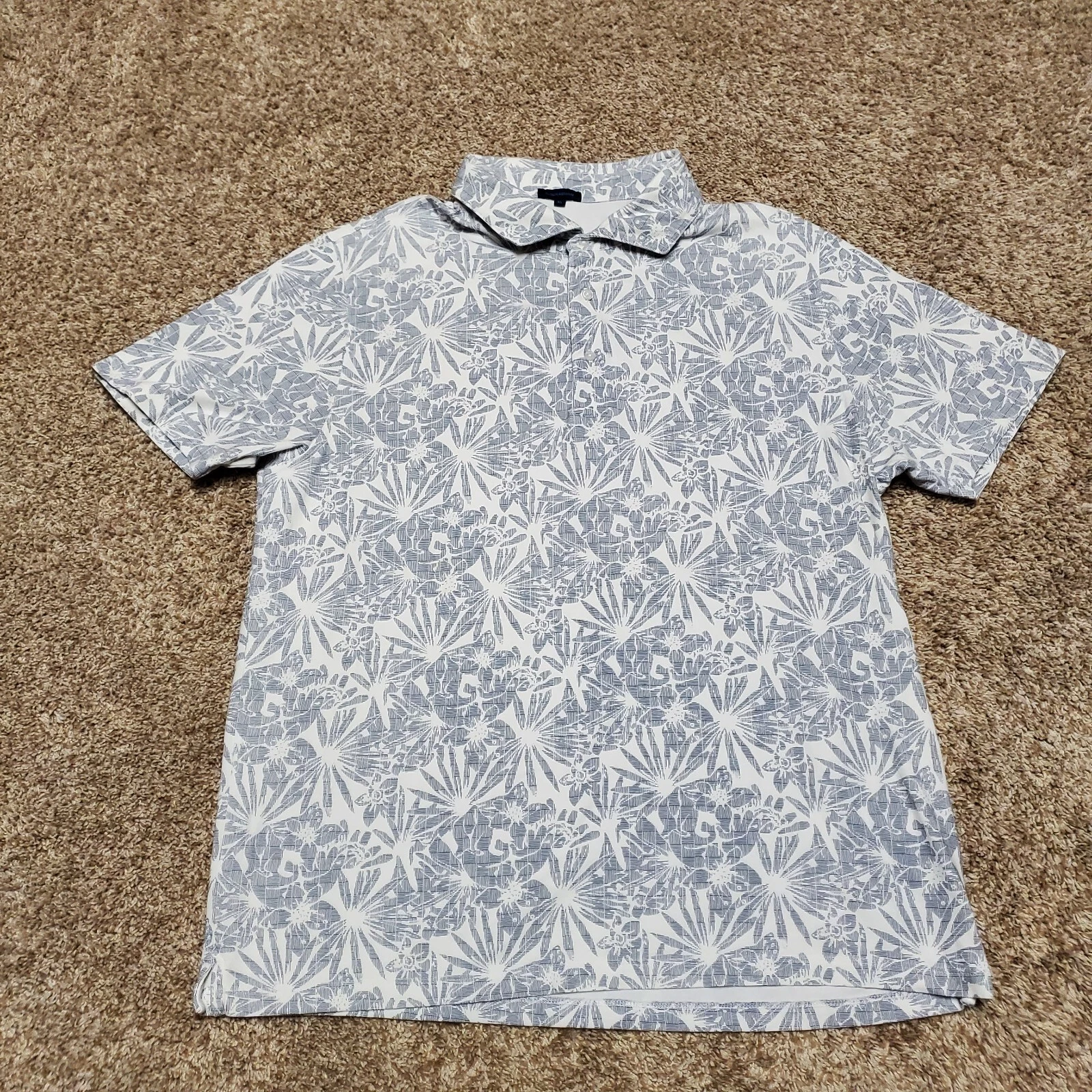 Patrick Assaraf Blue Floral Polo Shirt - Men's XL Made in Peru