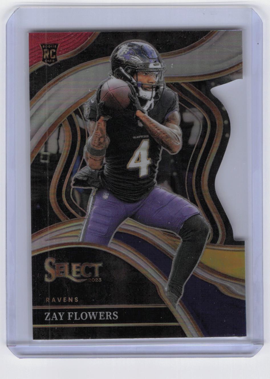 2023 Panini Select #201 Zay Flowers Red and Yellow Prizms Die Cuts