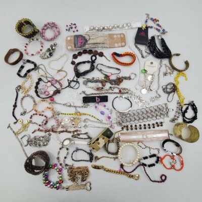 Bracelet Lot 76 Mixed Clasp Big Statement Small Beaded Job Lot Jewelry Craft 