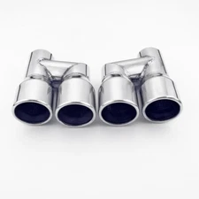 Stainless Steel Quad 3" Out Exhaust Tips 2-1/4" Inlet Staggered Pair Slant Weld