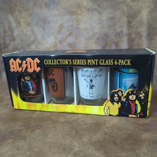 AC/DC Collector's Series Pint Glass 4-Pack Back In Black Who Made Who ACDC