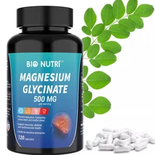 Magnesium Glycinate 500mg - 140 Capsules For Sleep, Stress Relief Support Bone