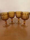 VINTAGE SET OF 4 INDIANA GLASS TIARA PATTERN AMBER SMALL WINE CORDIAL 4” GOBLETS — photo 1