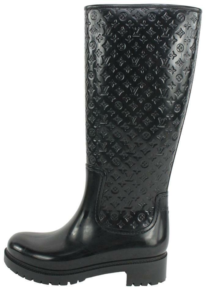 Louis Vuitton Women's 36 Black Rubber Rainboots Tall Rain Boots