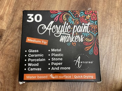 30 Pack Acrylic Paint Pens Markers Medium Tip Painting Set Water Based Color