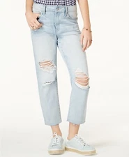 $49 Rewash Juniors' Charlie High-Rise Straight-Leg Jeans  Cotton Blend Blue - 9R
