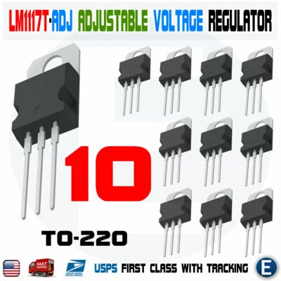 10pcs LM1117T-ADJ Adjustable Voltage Regulator NSC IC LDO Adjustable 0.8A TO-220 - Image 1 of 3