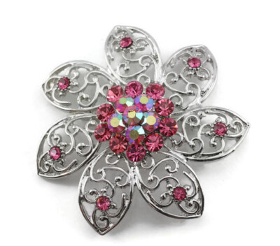 Pink Fancy Austrian Rhinestone Crystal Trendy Bridal Wedding Brooch Pin PN 30841