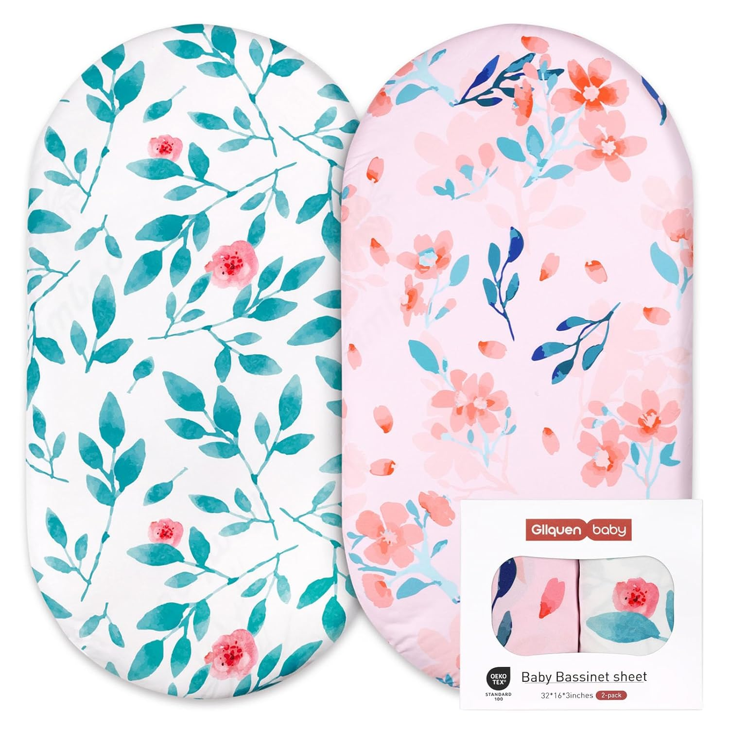 Bassinet Crib Sheets Set, Breathable Cozy Fitted Mattress Sheet, Elastic Travel-image