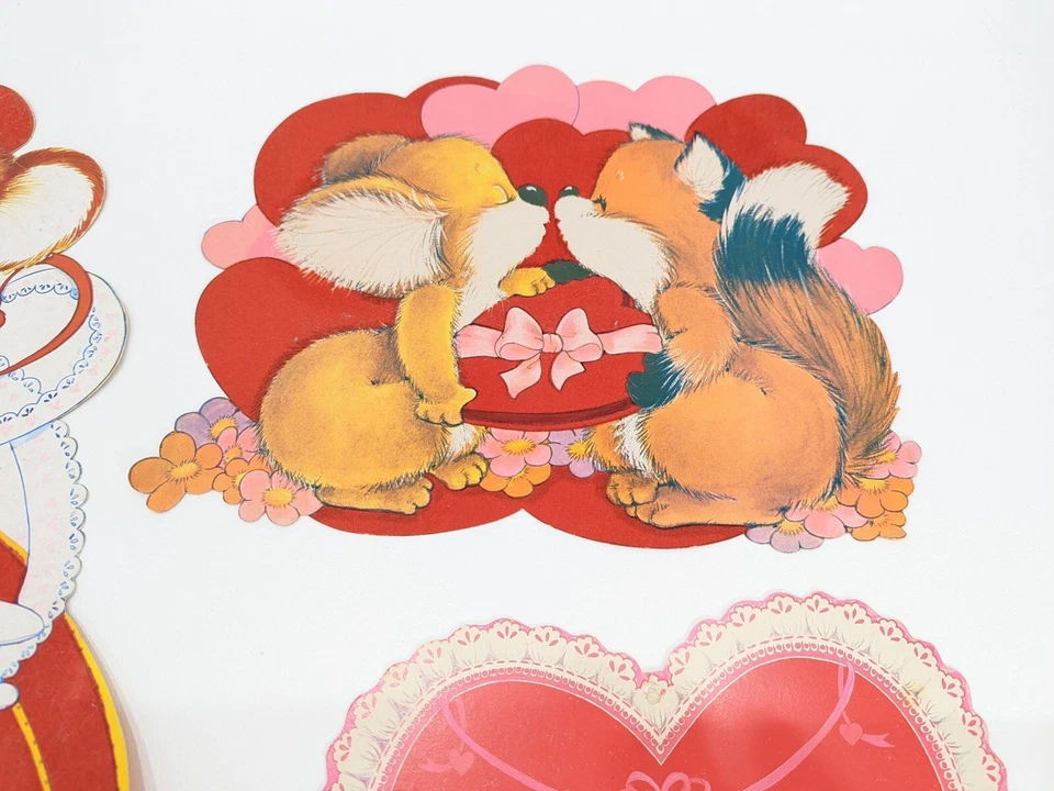 4 recortes troquelados de San Valentín Eureka decoración vintage flocada Foto 3 de 4