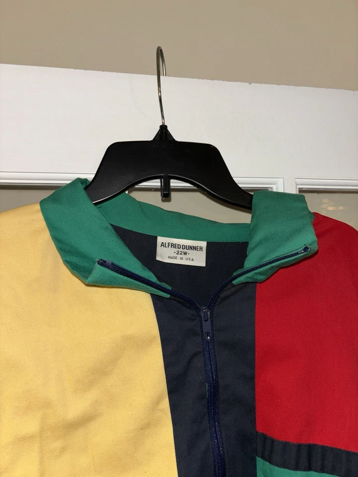 Chaqueta Alfred Dunner De Colección Colorblock Cremallera Completa Hecha en EE. UU. Verde Rojo Amarillo 22W Foto 2 de 3