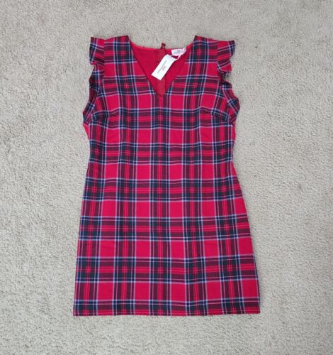 Vineyard Vines Women's Dress Size 16 Red Tartan Plaid V-Neck Sleeveless NWT $148