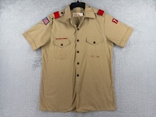 VINTAGE Boy Scouts of America Shirt Youth Extra Large Beige Short Sleeve Poly US