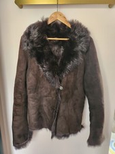 Celtic & Co Sheepskin Shearling Toscana Trim Jacket Coat Womens Size 38 12