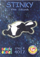 TY Beanie Babies BBOC Card - Series 3 Wild (TEAL) - STINKY the Skunk - NM/Mint
