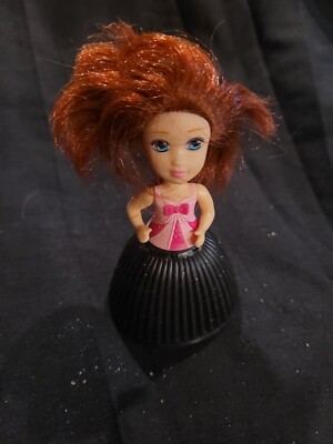 EMCO Transforming Cupcake Surprise Doll Red Hair-pink Top Black Bottom 3.5''