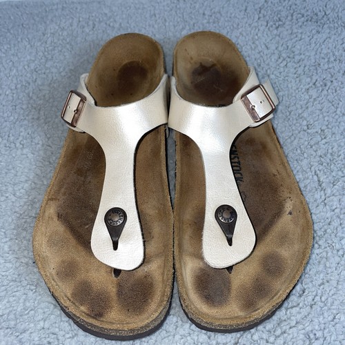 Birkenstock Gizeh Women's 42 US 11 Pearl Ivory Cream Thong Leather Sandals shoes