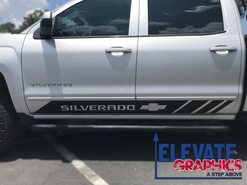Se adapta a Chevy Silverado Stripes Rocker tres gráficos de vinilo calcomanías de 3 m 1999-2026 Foto 3 de 4