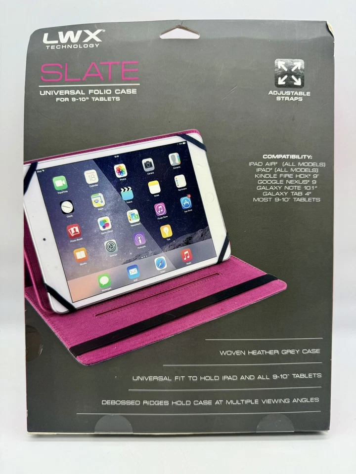 LWX Technology Slate Universal Folio Case For 9-10 Inch Tablets Gray And Pink￼ - Image 2 of 4