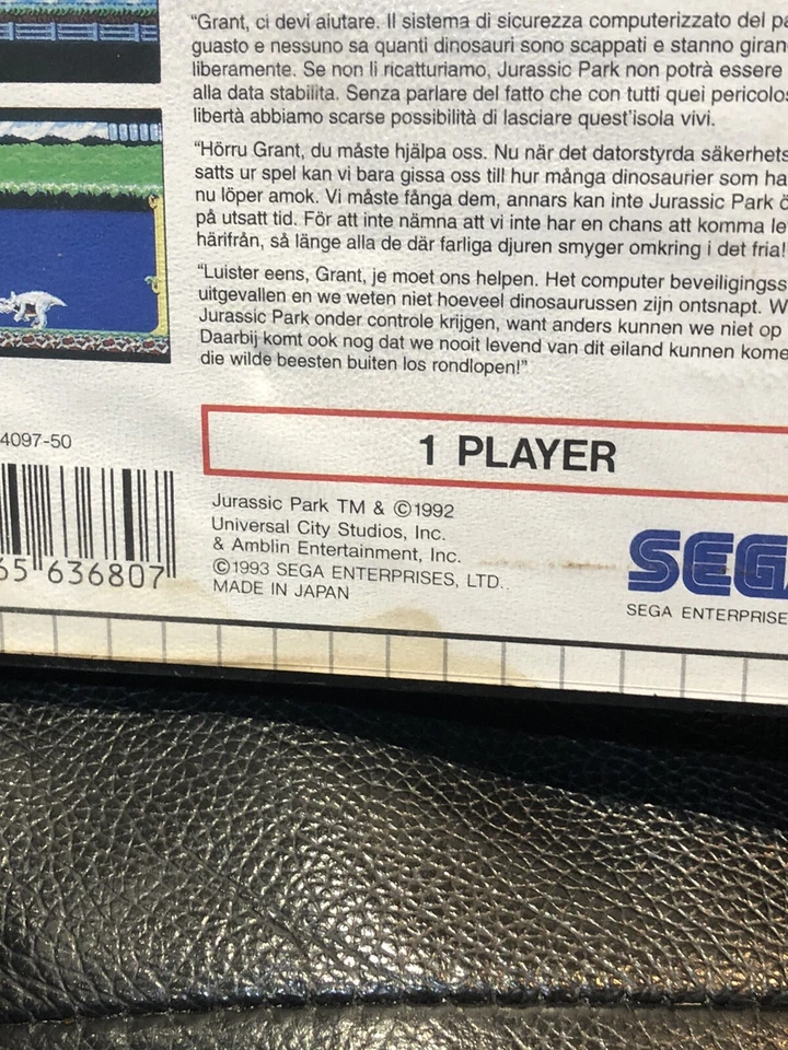 1992 Vintage Jurassic Park Sega Master System Original Sega Sticker CASE ONLY - Image 3 of 4