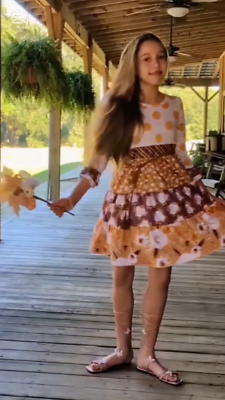girls fall floral thanksgiving dress In Stock Q2-4-1）Girls Thanksgiving Print Tulle Dress main image 0